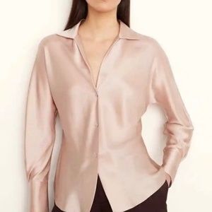 Vince Silk Bias Long Sleeve Blouse